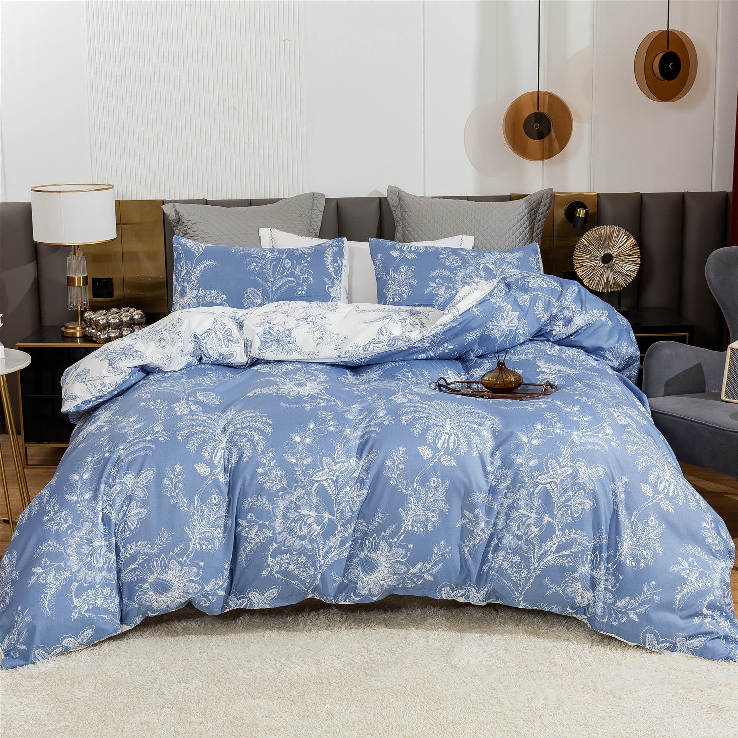 Printed Duvet Cover and Pillowcase Bedding Set - 3 Pieces - Calm Cloud Bedding